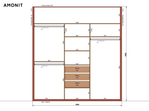 Vestavěná skříň s posuvnými dveřmi č. 7