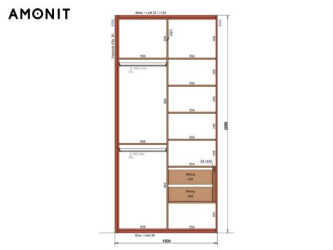 Vestavěná skříň s pantovými dveřmi č. 14