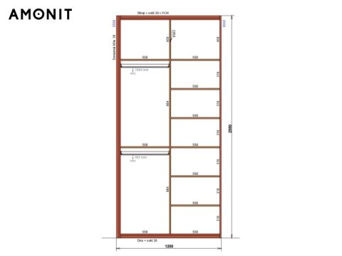 Vestavěná skříň s pantovými dveřmi č. 15