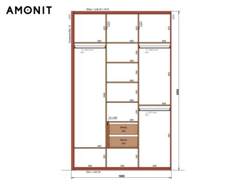Vestavěná skříň s pantovými dveřmi č. 16