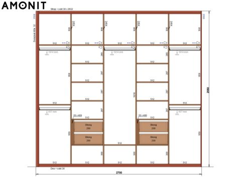 Vestavěná skříň s pantovými dveřmi č.19