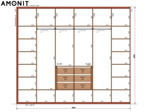 Vestavěná skříň s pantovými dveřmi č. 20